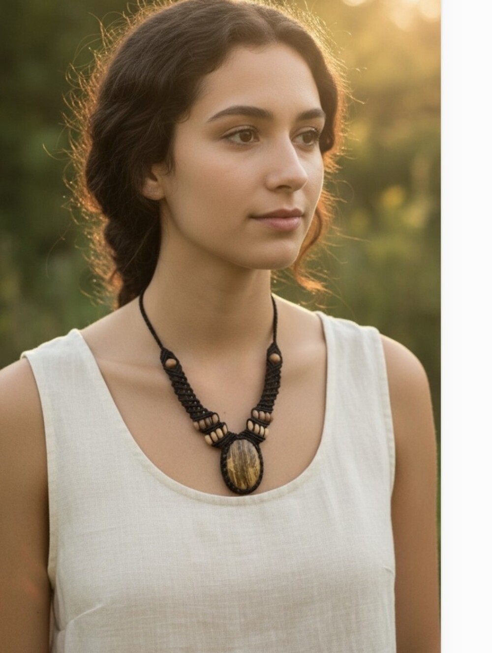 Macrame Thread Elephants Skin Jasper Pendant Gemstone Handmade  Ethnic Necklace